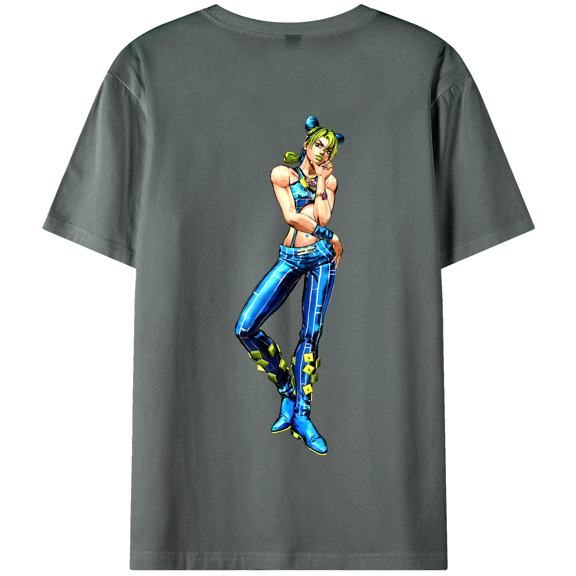 （画像用） "ジョジョの奇妙な冒険 くうじょう ジョリーン JoJo's Bizarre Adventure Jolyne Cujoh " 綿100％半袖Tシャツ（背面プリント）